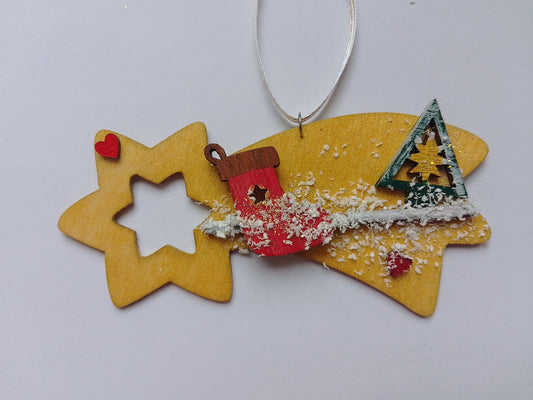 Sternschnuppe mit Weihnachtsmotiven