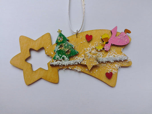 Goldene Sternschnuppe mit Engel